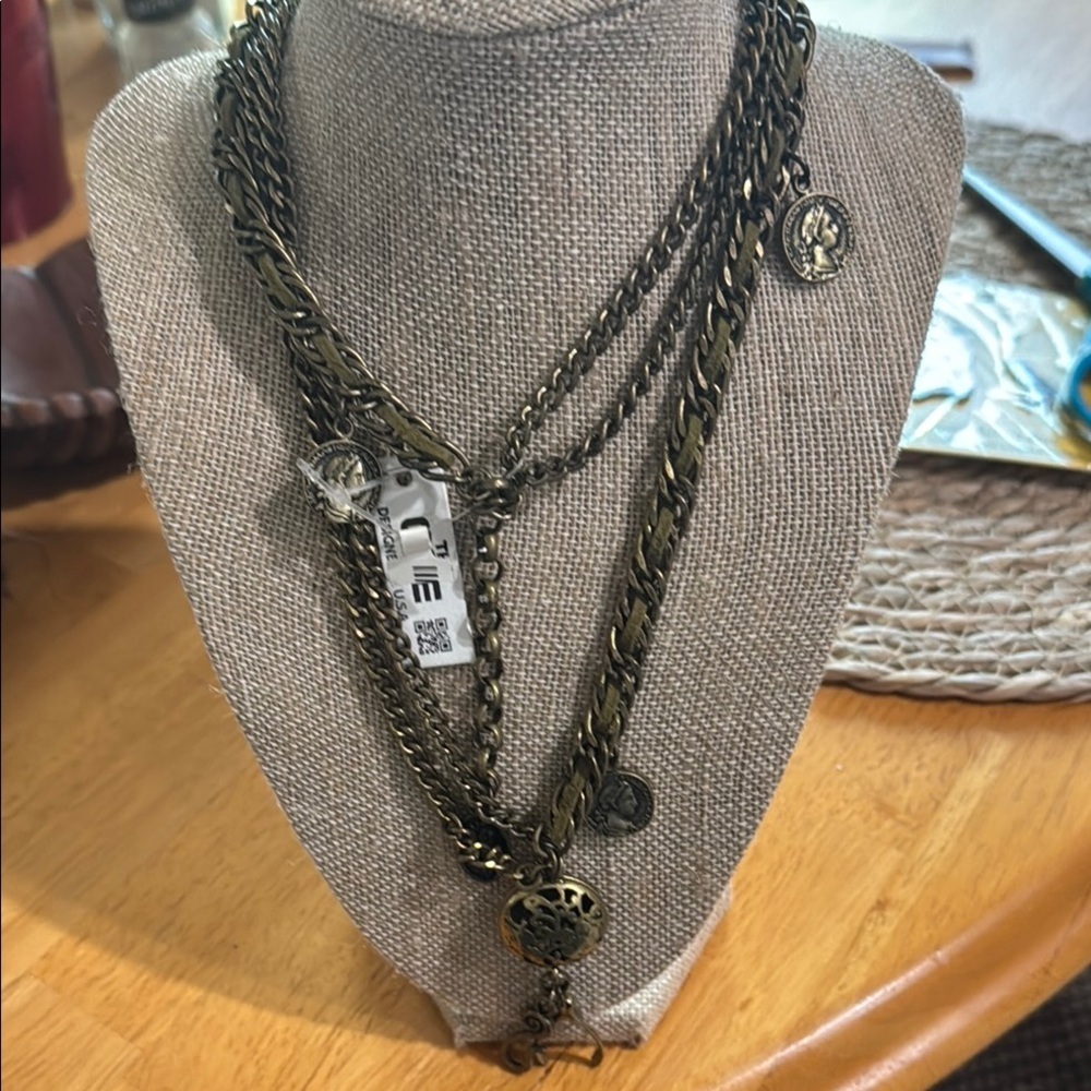 Chic Multi-Layered Bronze Necklace with Charms